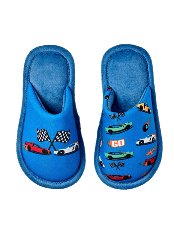Vrolijke kinderslippers Snelle auto's