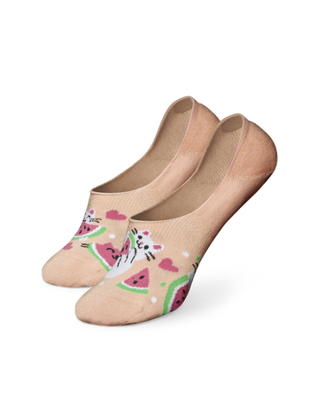 Vrolijke no-show sokken Watermeloen kat