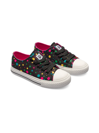 Vrolijke canvas kinderschoenen Neon stippen