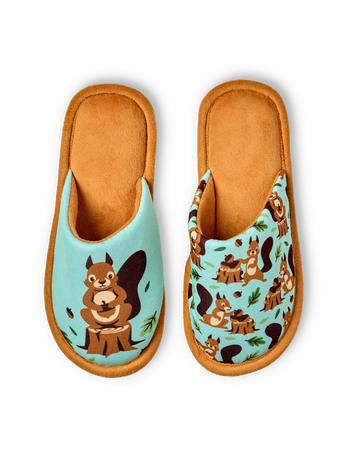 Vrolijke slippers Eekhoorn in het bos
