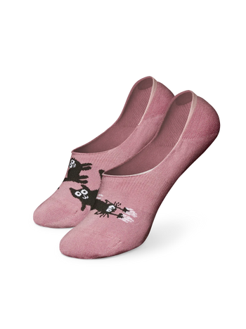 Vrolijke no-show sokken Roze katten