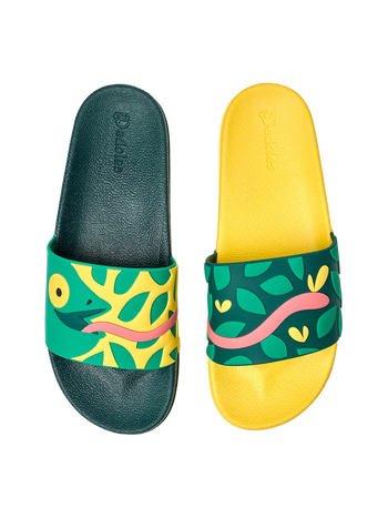 Vrolijke sliders Kameleon op jacht